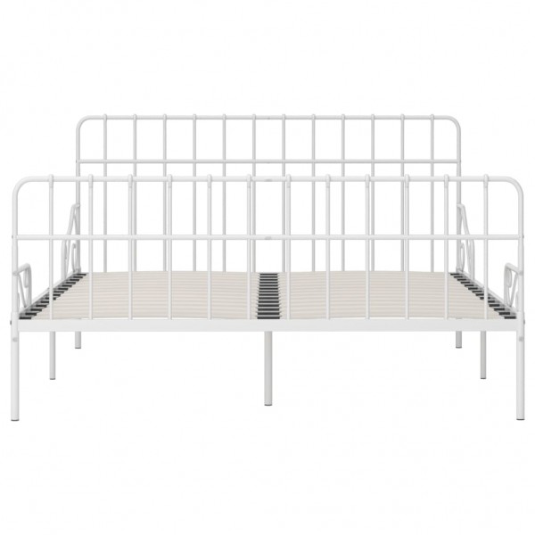 Estrutura de cama com estrado de ripas 200x200 cm metal branco M 3