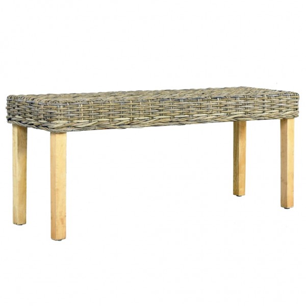 Banco de ratán kubu natural y madera maciza de mango 110 cm D