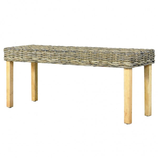 Banco de ratán kubu natural y madera maciza de mango 110 cm M 4