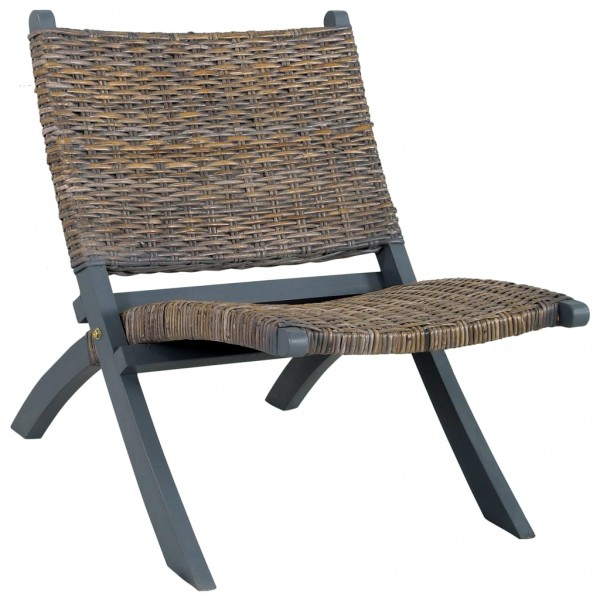 Silla de ratán kubu natural y madera maciza de caoba gris D