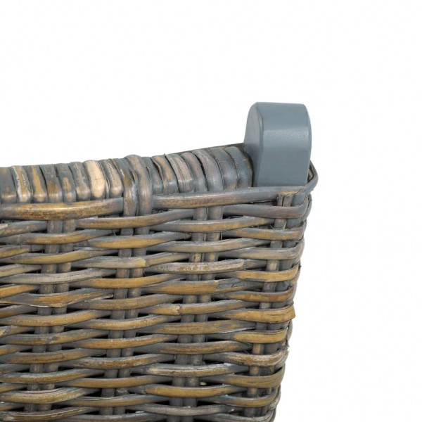 Silla de ratán kubu natural y madera maciza de caoba gris M 5