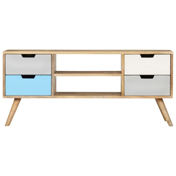 Mueble para TV de madera maciza de mango 110x35x48 cm M 4