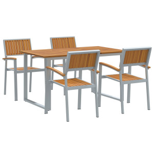 Conjunto de Comedor de Jardín  Conjunto de 5 Gris Acero Duradero H