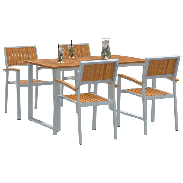 Conjunto de Comedor de Jardín  Conjunto de 5 Gris Acero Duradero M 3