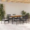 Conjunto de Jantar de Jardim de 7 Peças com Almofadas Preto Rattan Sintético 4