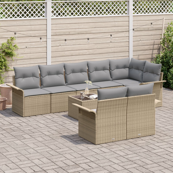 Conjunto de Sofá de Jardim de 9 Peças com Almofadas Rattan Polimérico Preto M 3