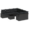 Conjunto de Sofá de Jardim 9 Peças com Almofadas Preto Polirattan 2