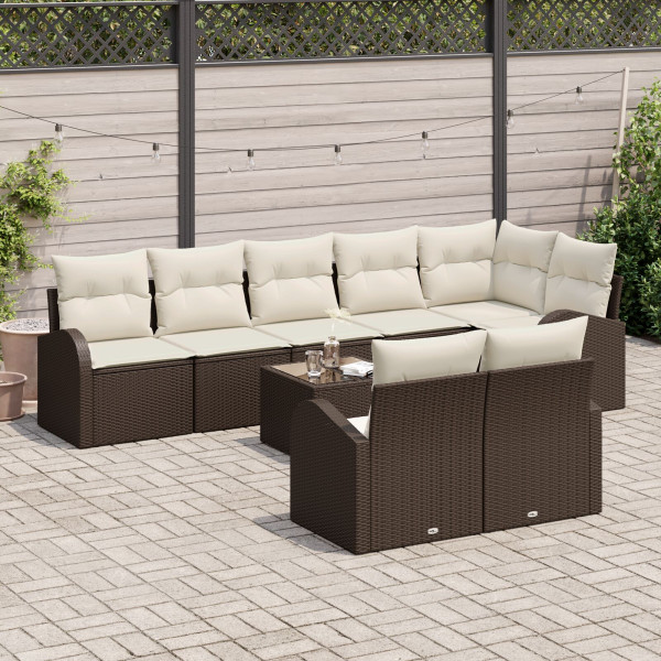 Conjunto de Sofá de Jardim de 8 Peças com Almofadas de Rattan Sintético Cinza M 3