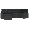 Conjunto de sofá de jardim de 6 peças com almofadas em rattan de poliéster preto 2