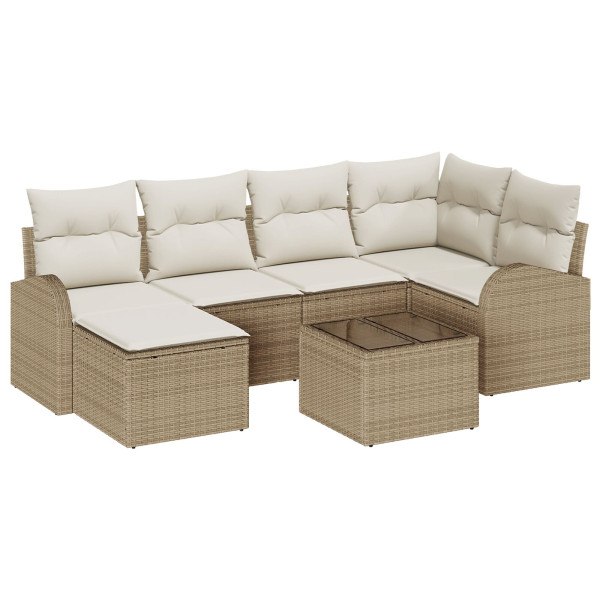 Conjunto de Sofás de Jardim com Almofadas Marron Rattan Poliéster M 2