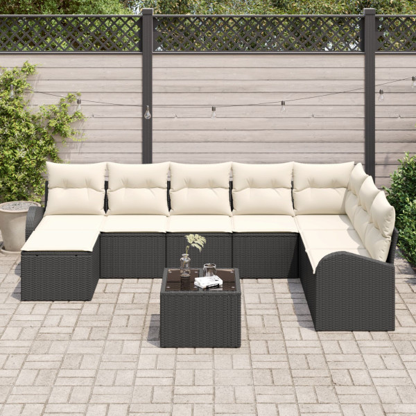 Conjunto de Sofá de Jardim de 8 Peças com Almofadas Marrom Rattan Sintético M 3