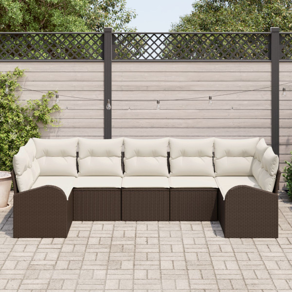 Conjunto de Sofá de Jardín  Set de 7 Beige Ratán Sofá de Jardín M 3