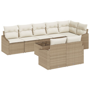Conjunto de Sofá de Jardín  Conjunto de 9 Beige Polirratán Moderno H