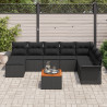 Conjunto de Sofá de 9 Peças para Jardim com Almofadas Preto Vime PE Acácia 3