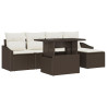 Conjunto de sofá de jardim com 6 peças e almofadas marrons em polyrattan 2