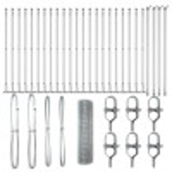 Cerca de Alambre Soldado  con 13 Postes Flangados 0.4x50 m Acero Galvanizado M 2