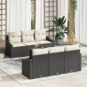 Conjunto de Sofá de Jardim 7 pcs Preto. branco 55 x 55 x 37 cm 1