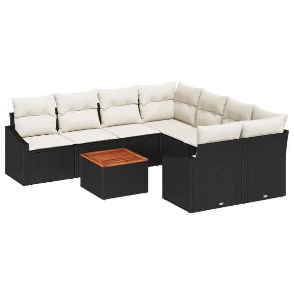 Conjunto de Sofá de Jardim 9 pcs Preto. branco 55 x 55 x 37 cm M 2