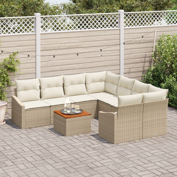 Conjunto de Sofá de Jardim 9 pcs Bege. branco 55 x 55 x 37 cm M 3