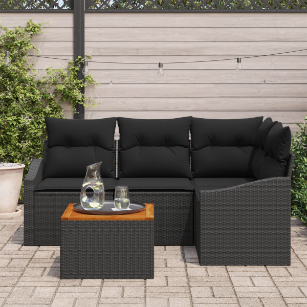 Conjunto de Sofá de Jardim 5 pcs Preto 55 x 55 x 37 cm M 3