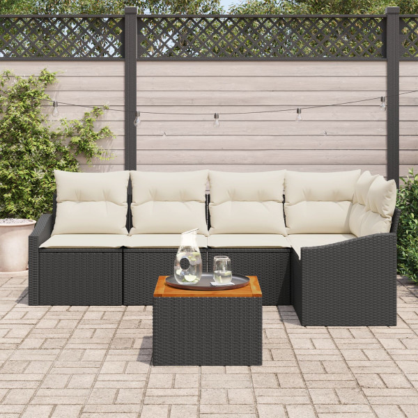 Conjunto de Sofá de Jardim 6 pcs Preto. branco 55 x 55 x 37 cm M 3