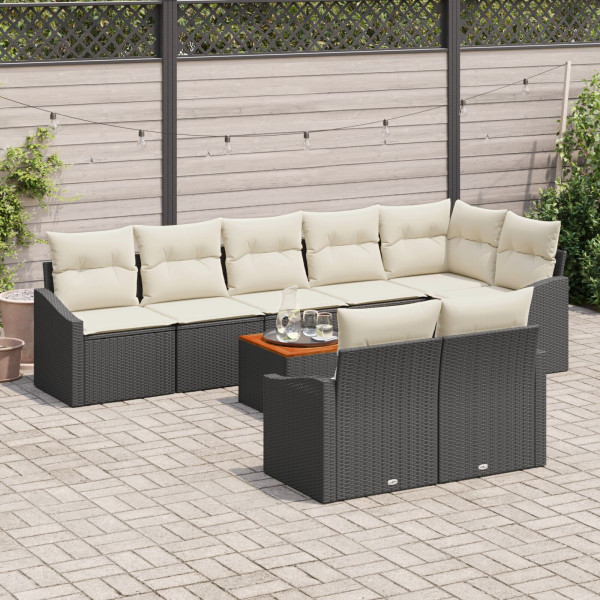 Conjunto de Sofás de Jardim 9 pcs Preto. branco 55 x 55 x 37 cm M 3