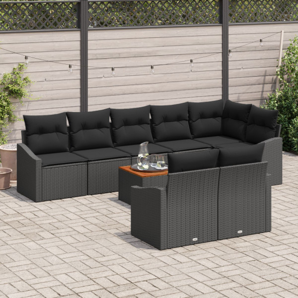 Conjunto de Sofá de Jardim 9 pcs Preto 55 x 55 x 37 cm M 3