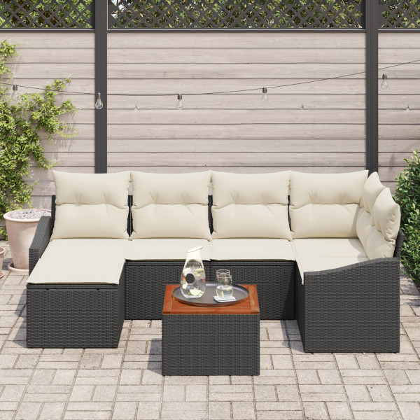 Conjunto de Sofá de Jardim 7 pcs Preto. branco 55 x 55 x 37 cm M 3