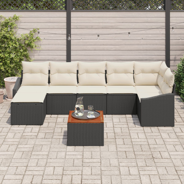 Conjunto de Sofá de Jardim 8 pcs Preto. branco 55 x 55 x 37 cm M 3