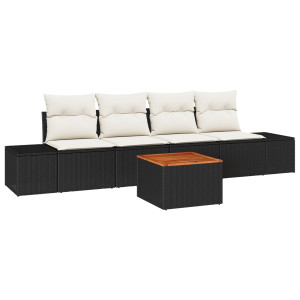 Conjunto de Sofás para Jardim 5 pcs Preto. branco H