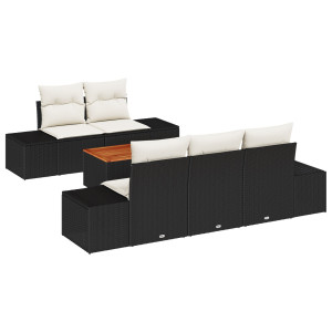 Conjunto de Sofá de Jardim 6 pcs Preto. branco 55 x 55 x 37 cm H