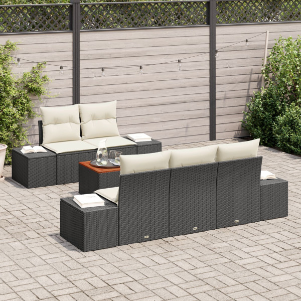 Conjunto de Sofá de Jardim 6 pcs Preto. branco 55 x 55 x 37 cm M 3