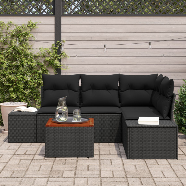 Conjunto de Sofá para o Jardim 5 pcs Preto 55 x 55 x 37 cm M 3