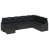 Conjunto de Sofá de Jardim de 8 peças com Almofadas Preto Polirattan 2