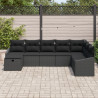 Conjunto de Sofá de Jardim de 8 peças com Almofadas Preto Polirattan 3
