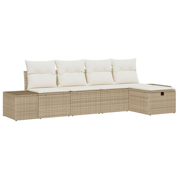 Conjunto de Sofá de 5 Piezas  con Almohadas Beige Poliratán M 2