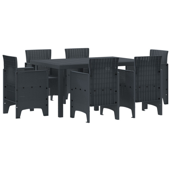 Juego de Comedor de Jardín de 7 Piezas Anthracite de Rattan Poliéster M 2
