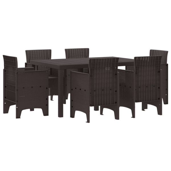 Conjunto de Jantar ao Ar Livre 7 pcs Castanho Rattan Plástico M 2