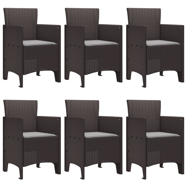 Conjunto de Jantar para Jardim 7 pcs Castanho Ratan PE M 4