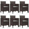 Conjunto de Jantar para Jardim 7 pcs Castanho Ratan PE 4