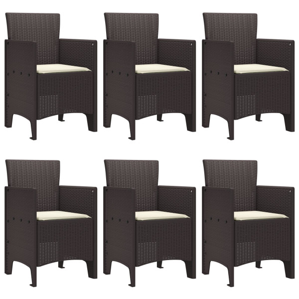 Conjunto de Jantar para Jardim 7 pcs Castanho Ratan PE M 4