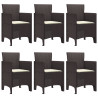 Conjunto de Jantar para Jardim 7 pcs Castanho Ratan PE 4