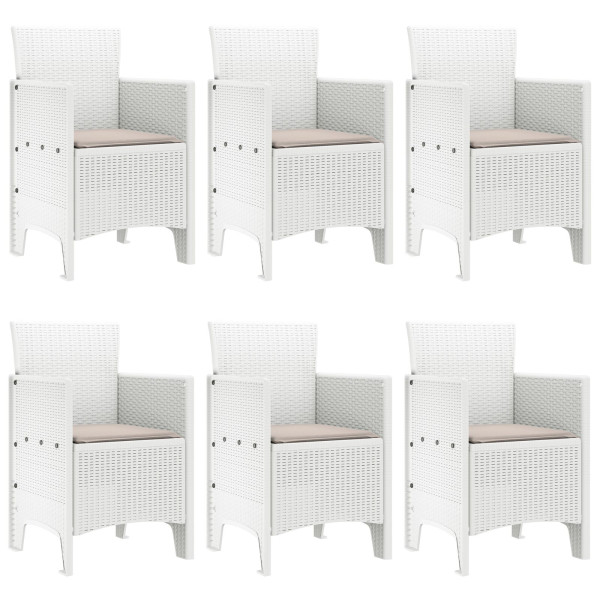 Conjunto de Jantar para Jardim 7 pcs Branco Ratan PE M 4