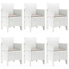 Conjunto de Jantar para Jardim 7 pcs Branco Ratan PE 4
