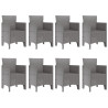 Conjunto de Comedor de Jardín de 9 Piezas de Poliratán Gris 5