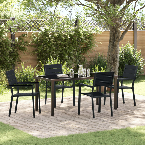 Conjunto de Comedor de Jardín de 5 Piezas Negro HDPE D
