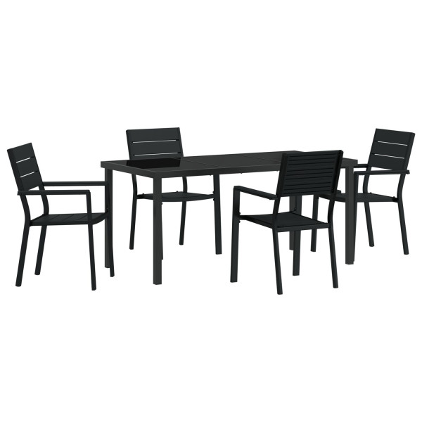Conjunto de Comedor de Jardín de 5 Piezas Negro HDPE M 2
