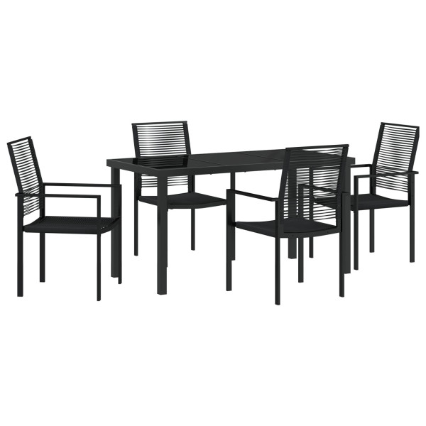 Conjunto de 5 Piezas de Comedor Jardín  Negro Rattan PVC M 2