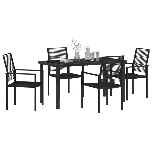Conjunto de jantar de jardim 5 peças - Preto. PVC Rattan M 3