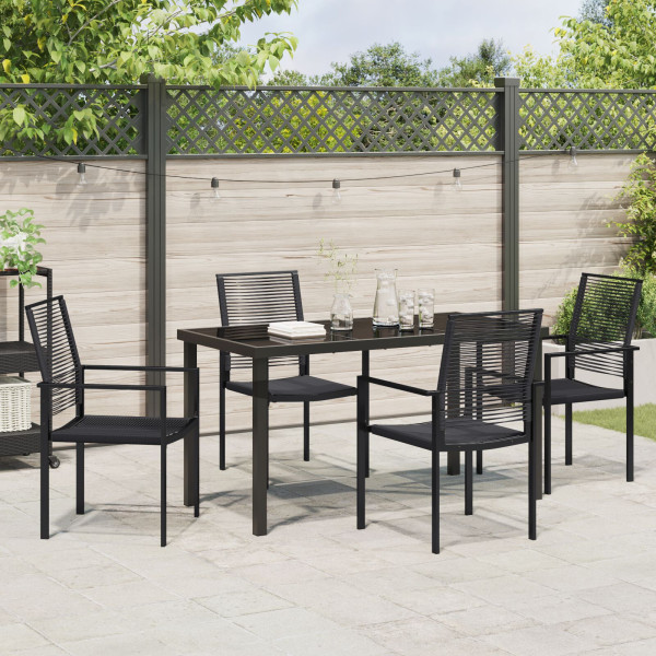 Conjunto de 5 Piezas de Comedor Jardín  Negro Rattan PVC M 4
